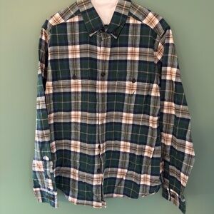 Nautica Green and Cream Plaid Button-Down Shirt